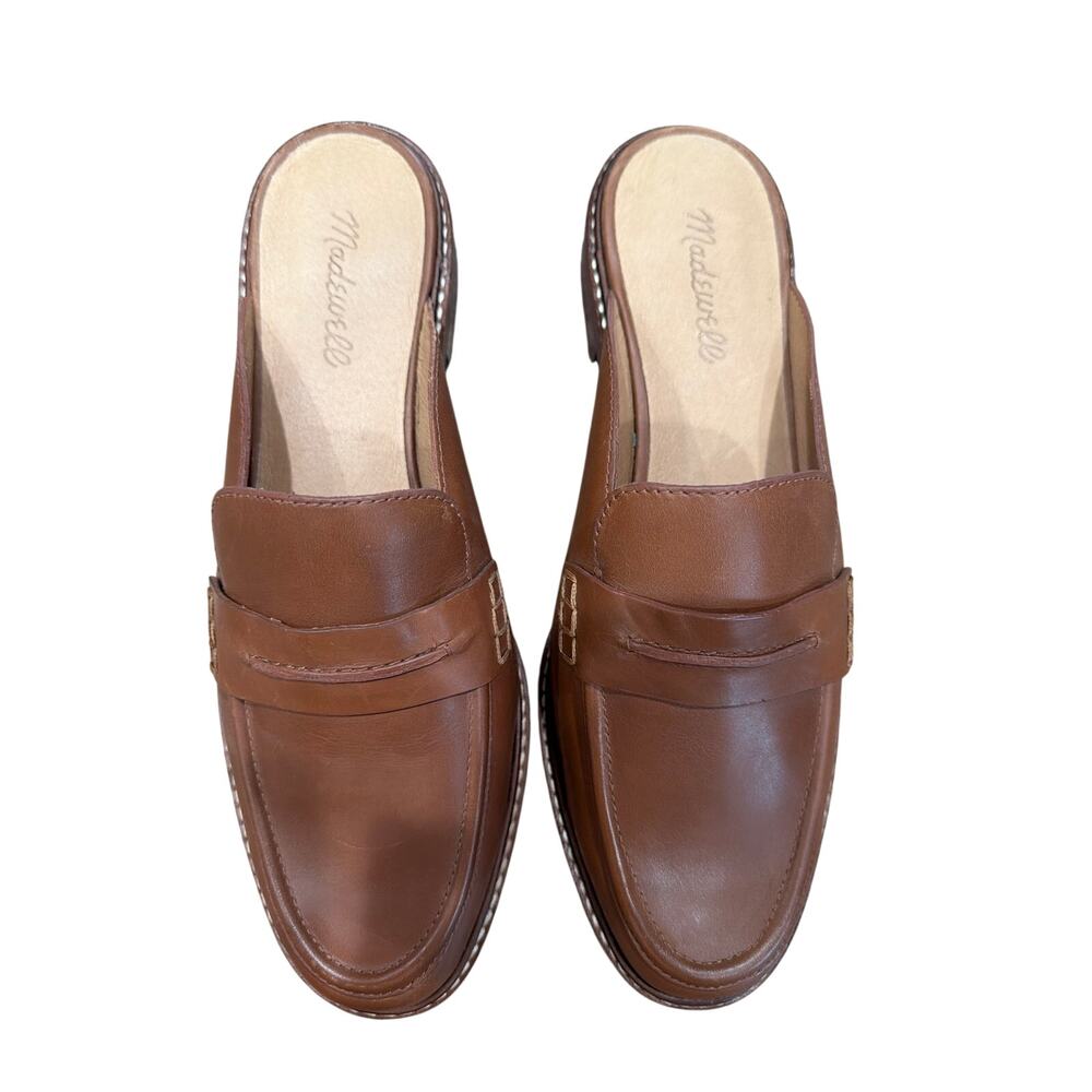 Madewell Brown Leather Penny Loafer Mule Slip-On Shoes Sz 10